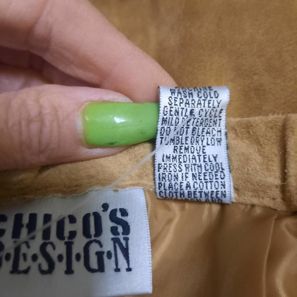 New Chico's Design Tan/Camel 100% Leather lined maxi fit and flare skirt Size 2 - Picture 6 of 6